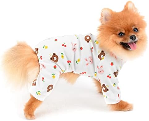 Smalllee_lucky_store בגדי חיות מחמד גור גור מצויר כותנה פיג'מה PJs לכלבים בינוניים קטנים חתולים פיג'מה מקורה