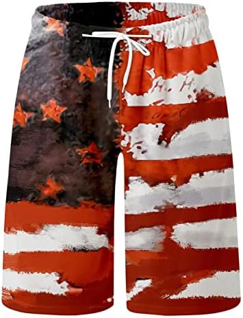 מכנסי לוח עצמאות של ZDDO מכנסיים קצרים לגברים, דגל אמריקאי הדפסים גלישה במכנסיים קצרים בקיץ גזעי