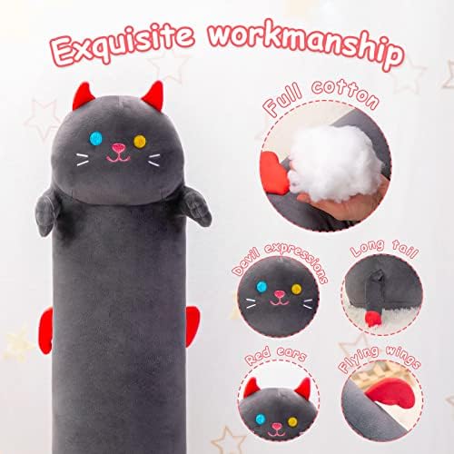 20 ארוך חתול קטיפה גוף כרית + מתנת שקיות עם שחור ידית