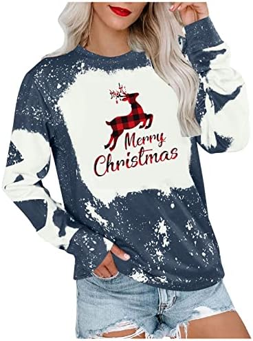 אייאסו נשים גרביונים חג המולד חולצות חג המולד הדפסת חולצות רפוי נים בתוספת גודל טי מפנק סוודרים בטן בקרת חולצות