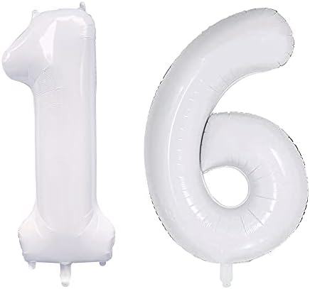 16 בלון מספר הליום גדול יום הולדת בלוני 40 אינץ לבן בלוני רדיד גדול עבור 16 יום הולדת קישוטי