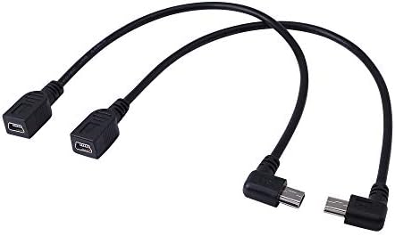 Cerrxian 9 אינץ 'מיני כבל USB משולבת מיני USB נקבה לנקבה ימנית זווית ימנית וזווית שמאלית סנכרון