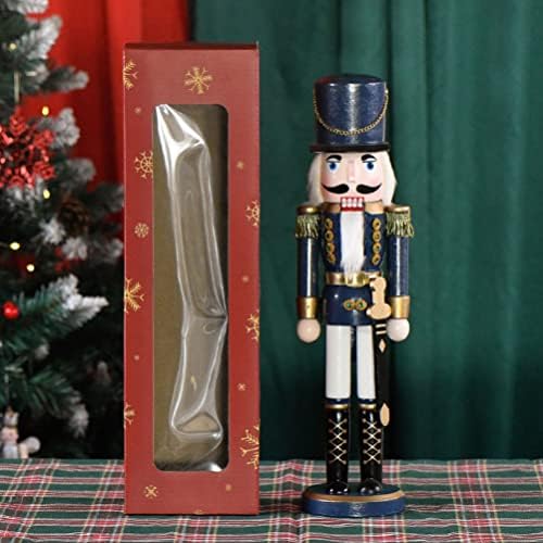 חג המולד עץ מפצח אגוזים 15 אינץ חג המולד מסורתי קלאסי עץ מפצח אגוזים בובת צעצוע חייל דמות שולחן לחג המולד פסל