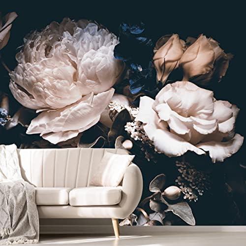 MFWFM טפט אדמונית פרחוני שחור לחדר שינה אמוניות פרח קיר קיר קיר נייר קיר ורד