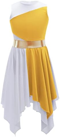 בנות לילדות חינם צבע בלוק שמלת ריקוד לירית ללא שרוולים שמלת לאוטרד שמלת לוטראד מודרנית תלבושת בלט