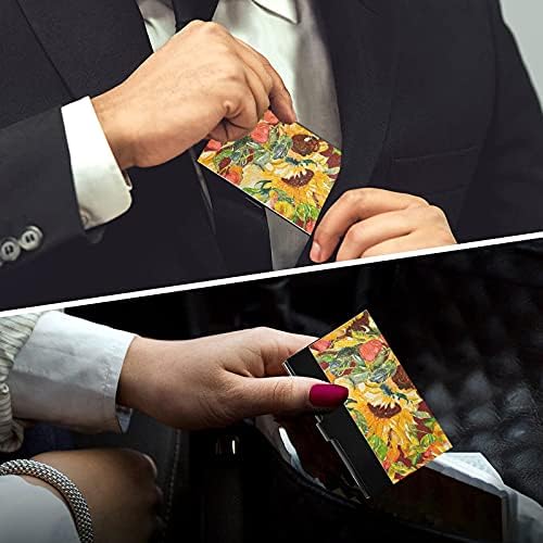 סתיו חמניות עסקים כרטיס מחזיק עבור נשים גברים עסקים כרטיס בעל מקרה עם עור שם אשראי כרטיס מתנת כרטיס