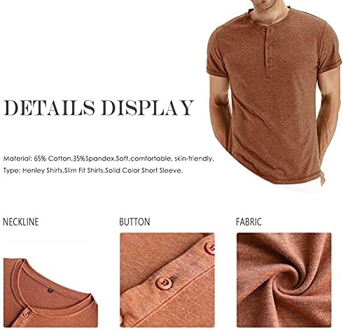 חולצות הטריקו של הנלי של אננונר גברים 3 כפתורים ארוכות/שרוול קצר סווטשירט סווטון כותנה חולצה קדמית
