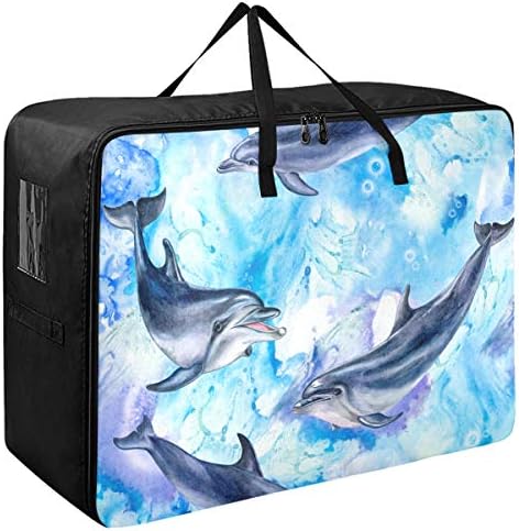 שקית אחסון בגדים לא משולבת לשמיכה - קיבולת גדולה של דולפינים כחולים בים תיק מארגני חיים עם רוכסן מיכל