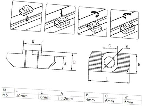 X-DREE 20 סדרה European T-Slot Aluminum Profil-es Hammer Drop in t-nuts m5 10 pcs