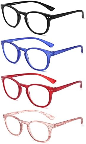 4 חבילה קריאת משקפיים כחול אור חסימת, בציר מט עגול מסגרת מחשב קוראי עבור גברים נשים,אנטי בוהק