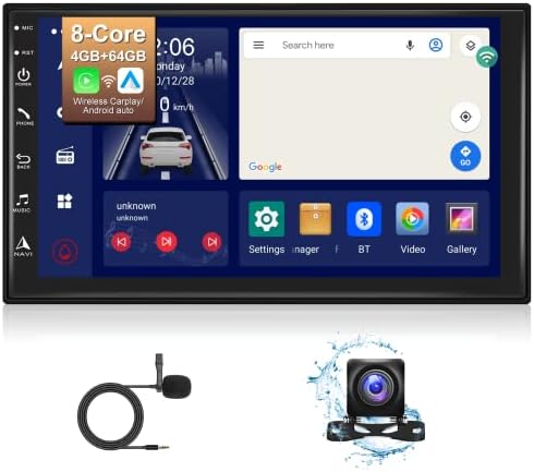 4G+64G+8 ליבה סטריאו לרכב DIN כפול אנדרואיד עם Carplay Android Auto, 7 אינץ 'IPS הניתן להתאמה אישית