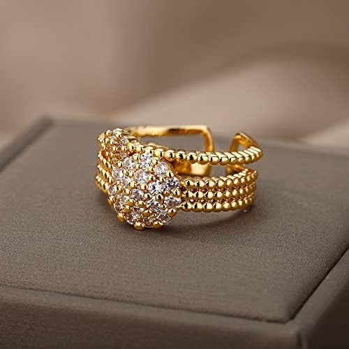 ויאלמה זירקון מעגל פתוח טבעות לנשים קריסטל זהב אצבע קסם מתכוונן טבעת חתונה ולנטיין תכשיטים-89934