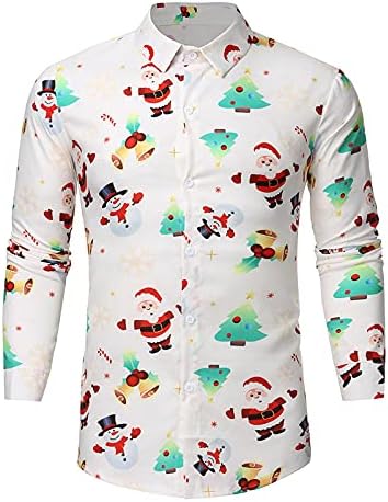 WOCACHI 2022 Mens חג המולד כפתור מטה חולצות צווארון צווארון עסקים חולצה מזדמנת תלבושות של מסיבת חג המולד