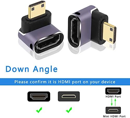 Gintooyun 8k mini hdmi למתאם HDMI סטנדרטי 2.1 גרסה מיני HDMI זכר לזווית של 90 מעלות HDMI מתאם סיומת