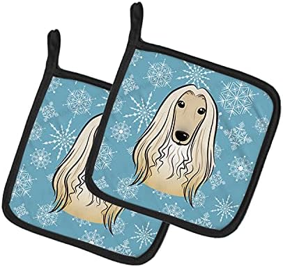 אוצרות קרוליין BB1678PTHD פתית שלג אפגניאן כלב זוג מחזיקי סיר, מחזיקי סיר עמידים בחום מטבח מגדירים