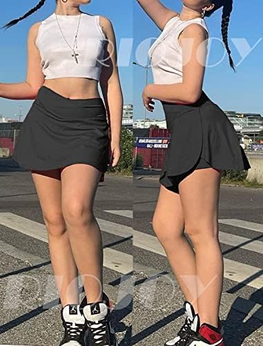 חצאיות טניס של Riojoy לנשים עם כיסים מכנסיים קצרים פנימיים בגולף גולף מותניים גבוהים תלבושות ספורט אימון