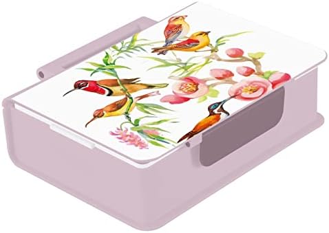 ציפורים צבעוניות של סוזיו עם פרחים אדומים באביב קופסת קופסת בנטו קופסא קופסת אוכל עם 3 תאים למבוגרים ובני