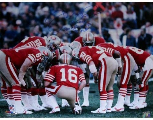 ממוסגר ג'ו מונטנה סן פרנסיסקו 49ers הצטופף חתום על 16x20 צילום עם שלוש כתובות LE/16 - תמונות NFL עם חתימה