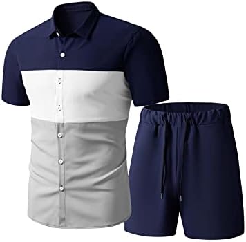 תלבושות של 2 חלקים של גברים של אויואנג 'גוש צבעים חולצות שרוול קצר ומכשיר מכנסיים קצרים מוטות