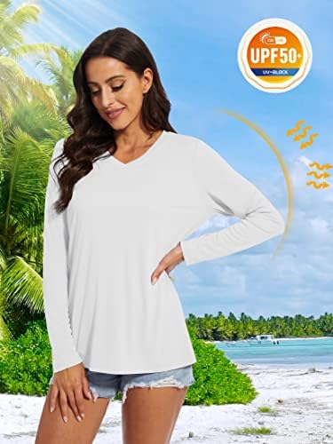 Magcomsen נשים UPF 50+ חולצות שרוול ארוכות חולצות הגנה מפני צוואר צווארון טיולים טיולים חיצוניים ביצועים