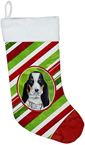 אוצרות קרוליין LH9239-CS Basset Hound Hound Candy Cane Cane חג חג המולד חג המולד, אח תלויה גרביים לעונה חג המולד