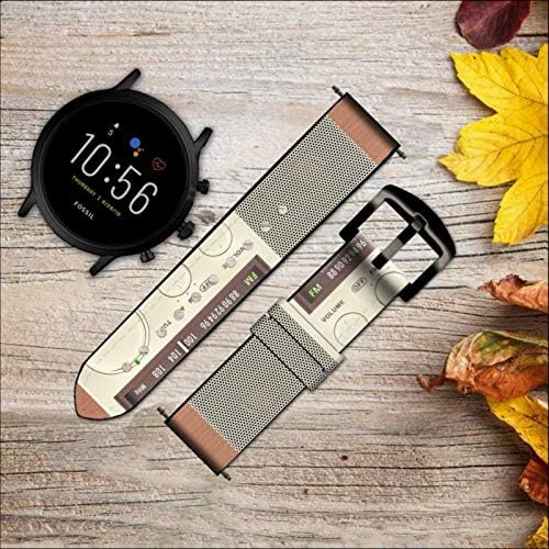 CA0594 FM AM מקלט מעץ עור גרפי שעון חכם רצועת רצועת שעון חכמה למאובנים חכמים חכמים נייט, קו