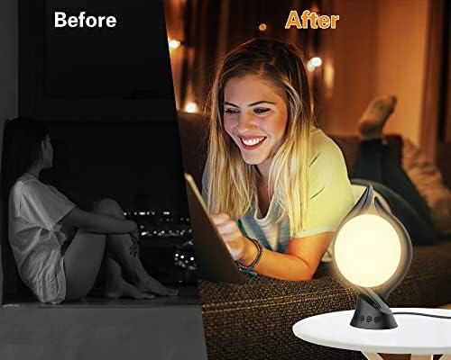 מנורה לטיפול אור Voraiya®, אור 10000 קוקס נטול UV, מנורה עם 3 רמות בהירות וטמפרטורת צבע וטיימר, מנורת אור