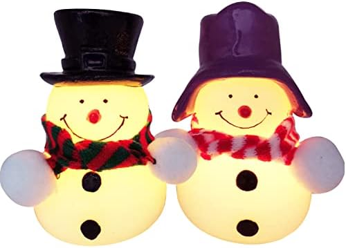 MXTCLM מהבהב לחג המולד שלג נרות חסרי פלימה, נרות חג המולד LED, ללבוש צעיף סרוג איש שלג, סוללה המופעלת על נרות