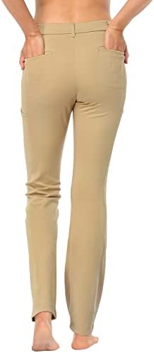 מכנסי שמלת יוגה של HDE לנשים מושכת רגל ישרה על מכנסיים עם 8 כיסים