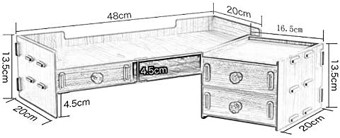 מתכוונן צג סטנד עץ שולחן ארגונית, 2 שכבות צג סטנד גובה מתכוונן, עם אחסון ארגונית עבור מחשב מדפסת מחשב