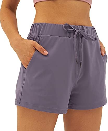 מיילצר טרקלין לנשים המריצות מכנסיים קצרים מטיילים נוחים מכנסיים קצרים של מכנסיים אתלטים סיבתיים עם כיסים