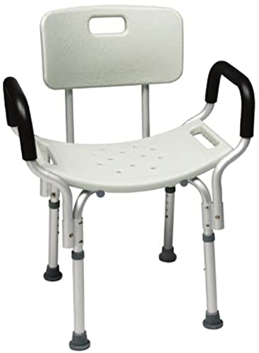 מושב אמבטיה אוסף פלטינום לומקס עם משענת גב וזרועות-אריזה קמעונאית, כיסא מקלחת רפואי למבוגרים, קיבולת של 350
