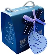 קופסת מתנה פי 5 עם סרט כפול ותג חיבה-טובה למסיבות, מתנות-7.5 ס מ על 6 ס מ על 4.5 ס מ