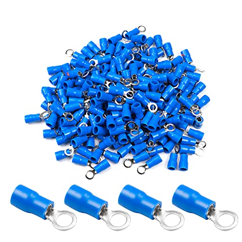 פילקט 100 יחידות 16-14 מסופי טבעת מבודדים מחברים מ ' 4 מסופי טבעת חוט חשמל מלחץ מחברים כחול