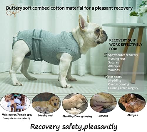 חליפת התאוששות כלב סיצ ' ין, כותנה סרוקה זכר סירוס נשי ניתוח עיקור חליפה קטנה, חולצה כירורגית להגנה