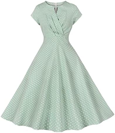 שמלות קיץ לנשים 2023 שרוול קצר אלגנטי בסגנון הפבורן סגנון רוש נקודה משנות החמישים מידי שמלת נדנדה של
