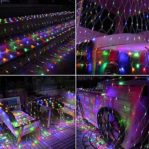 Yizhouer צבעוני LED אורות נטו של יום חג המולד קישוט חג מחרוזת פיות רשת אור חג המולד, B09CGZ1GMN