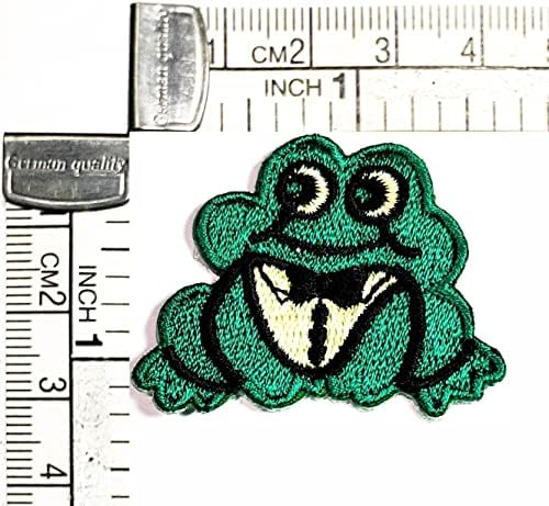 קליינפלוס 3 יחידות. מיני ירוק צפרדע קריקטורה רקום ברזל על לתפור על תג עבור ג ' ינס מעילי כובעי תרמילי חולצות