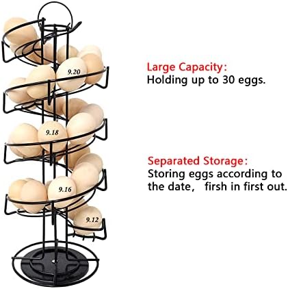 מסתובב ביצה ארגונית סל, ספירלת עיצוב מתכת ביצת מתלה, יציב בסיס ביצת מתקן מתלה, גדול קיבולת