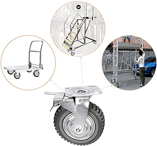 טונצ ' אן 8 אינץ גלגלית גלגלים כבד החובה נגד החלקה גומי מסתובב גלגלים עם 360 תואר סיבוב כדור נושאות שקט