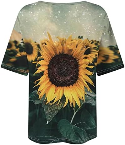 חולצת טי מזדמנת לנשים בכל רחבי הדפסת פרחים צבעונית חולצה נ 'צוואר שרוול קצר טייז 2023 צמרות קיץ אופנה