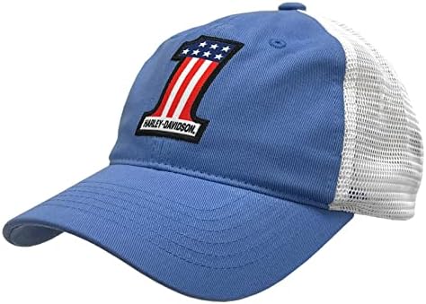 הארלי דוידסון 1 לוגו של גברים כובע נהג משאית רשת חסום בצבע כחול
