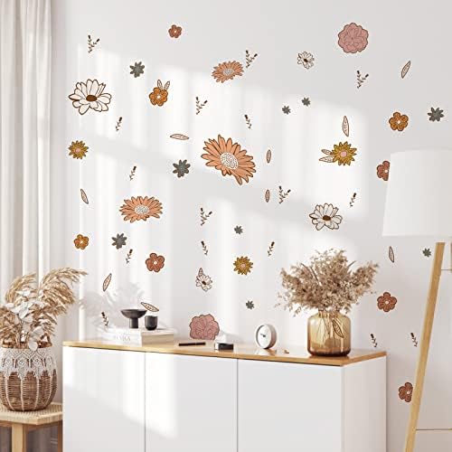 Supzone Boho Vintage פרחים מדבקות קיר מדבקות רטרו קיר פרחוני מדבקות פרחים בוטניים עלים קיר מדבקת אמנות לקיר