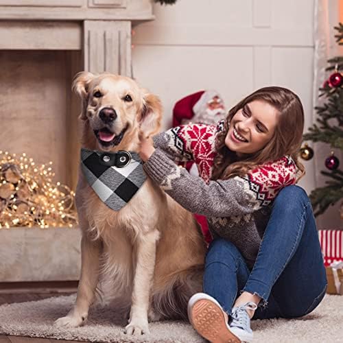 צווארון כלבים לכלבים בינוניים עם רצועה משובץ חג המולד מתכוונן צוואר צוואר צוואר צווארון צווארון כלבים עם עניבה