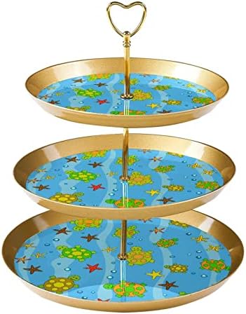 3 שכבת עוגת קאפקייקס מגדל עוגת מגדל מציג מחזיק קאפקייקס מגדל עץ קינוח למסיבות אירועים עיצוב, חיה ים של כוכב
