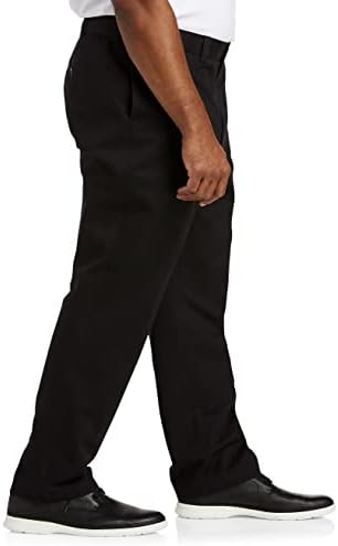 מכנסי אריג בגזרה נינוחה לגברים / מכנסיים קדמיים שטוחים כותנה עם לולאות חגורה