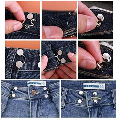 כפתור ג'ינס ג'ינס של Pretyzoom Jean כפתור 4 מגדיר אבזם מותניים מתכוונן מאריך ג'ינס נטול ציפורניים