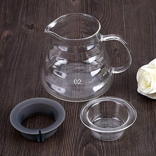 סיר קפה של 500 מל, קפה קפה זכוכית, קומקום זכוכית צלול עמיד בפני טווח חום עם ידית ומכסה