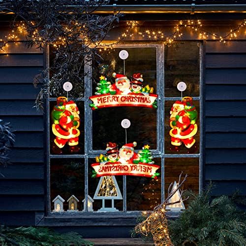 אורות חלון חג המולד, חלון חג המולד בגודל 18 אינץ 'אורות תלייה, קישוטי חלון חג מולד דו צדדי, חג מולד