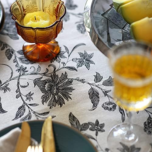 סוטביה בוהו כותנה פשתן מפת שולחן בוהמי לבן שחור פרחוני בד רקמת ציצית חווה שולחן למעלה עבור בית מטבח